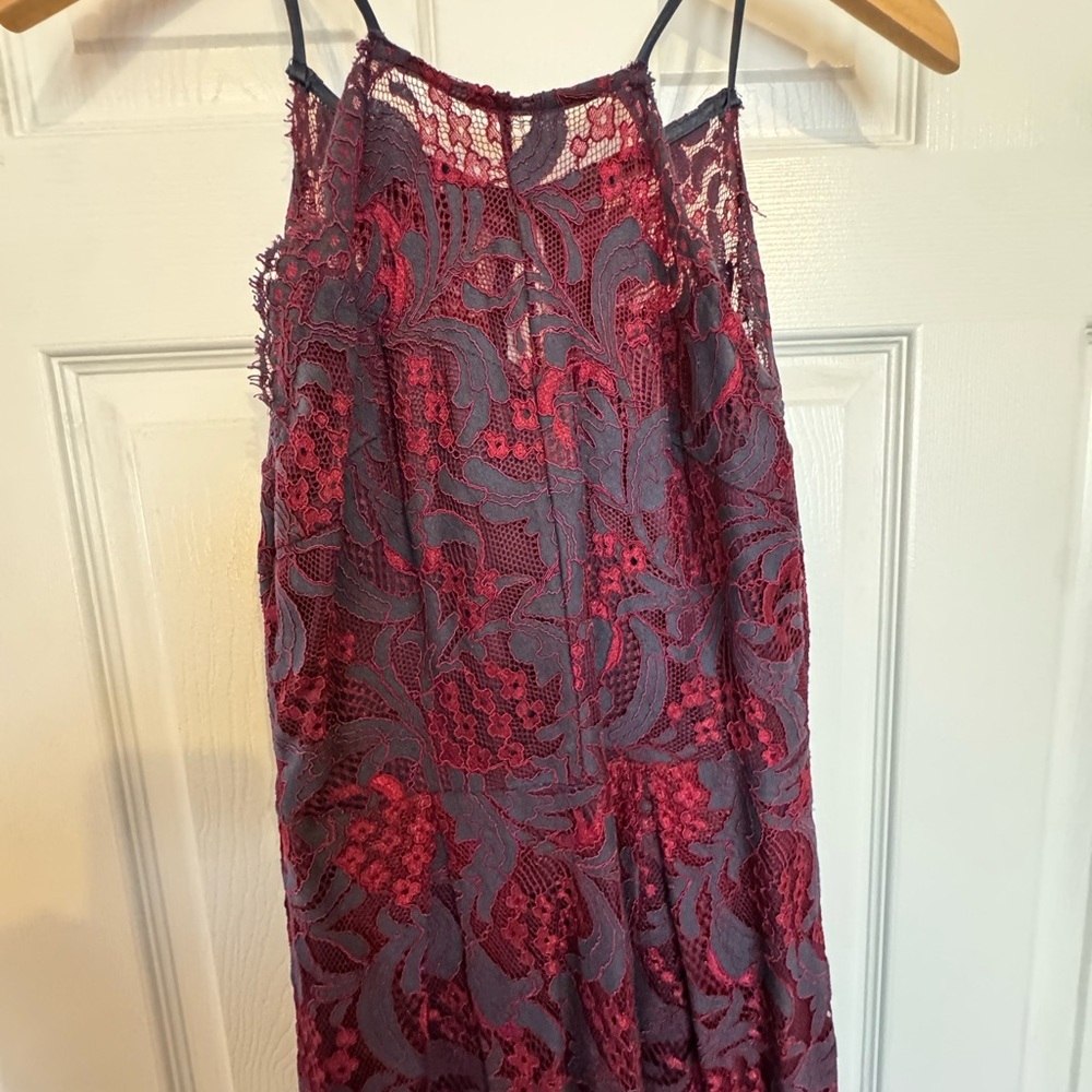 Francesca's Collections Burgundy Lace Overlay Dress - Picture 4 of 8